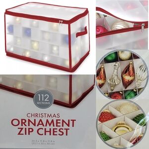 Whitmore Red White 112‎ Ornament Storage Chest New Holiday Christmas Tree Decor